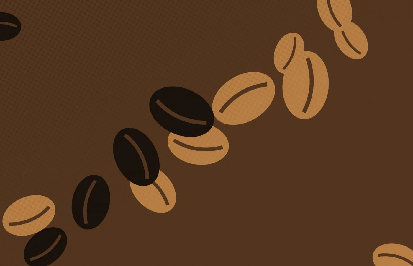 Geröstete Kaffeebohnen, grafisch dargestellt, in Braun und Schwarz